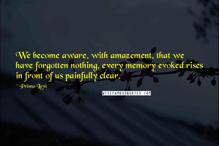 Primo Levi Quotes: We become aware, with amazement, that we have forgotten nothing, every memory evoked rises in front of us painfully clear.