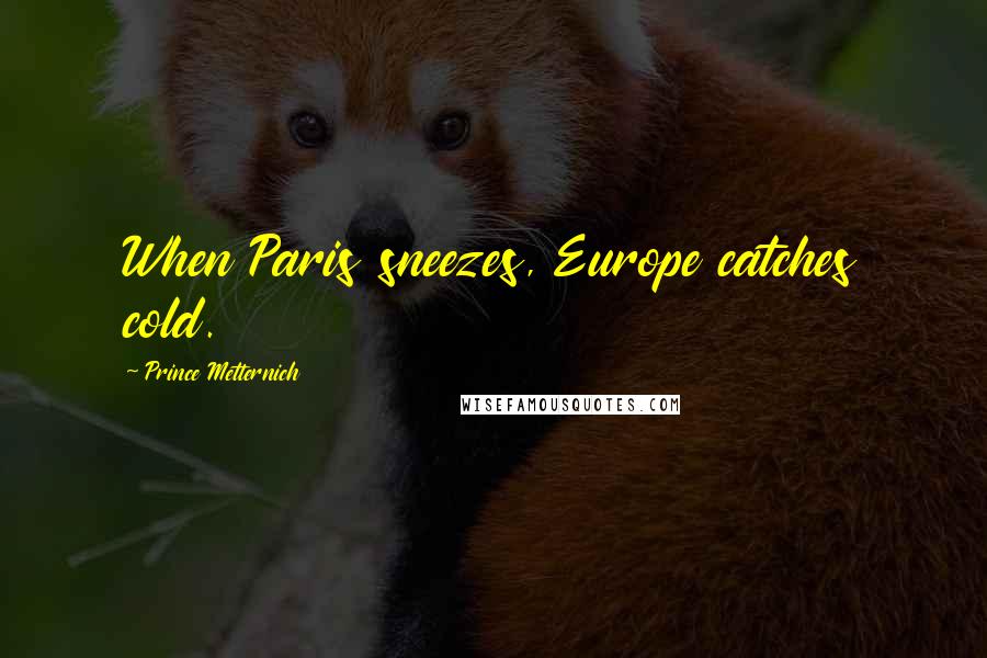 Prince Metternich Quotes: When Paris sneezes, Europe catches cold.