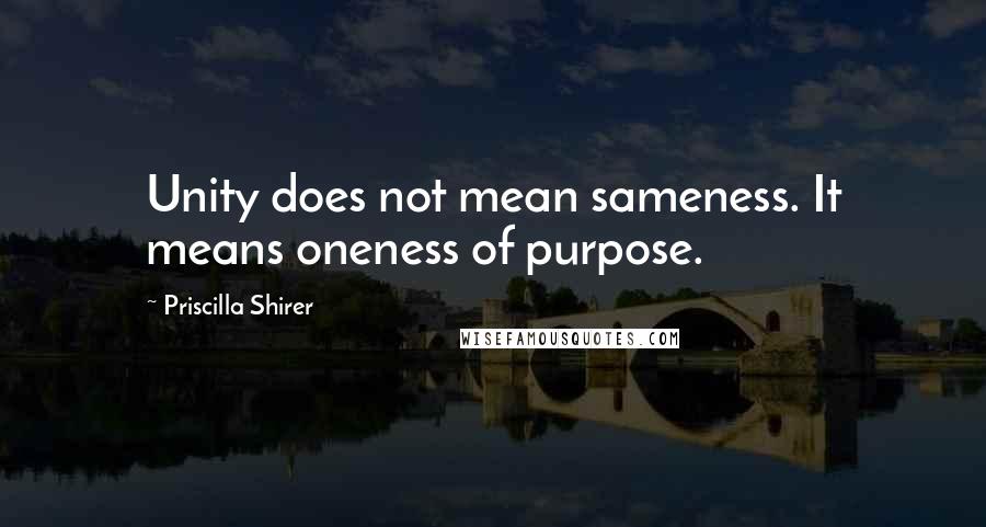 Priscilla Shirer Quotes: Unity does not mean sameness. It means oneness of purpose.