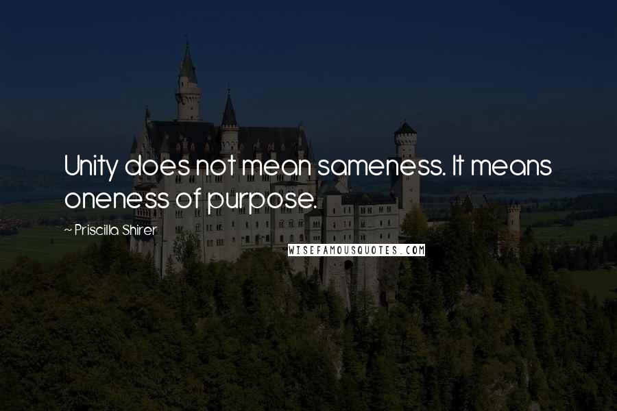 Priscilla Shirer Quotes: Unity does not mean sameness. It means oneness of purpose.