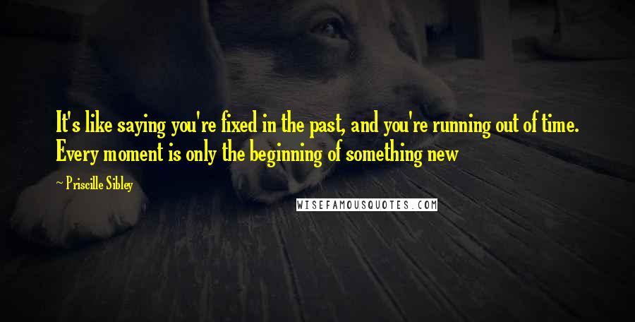 Priscille Sibley Quotes: It's like saying you're fixed in the past, and you're running out of time. Every moment is only the beginning of something new