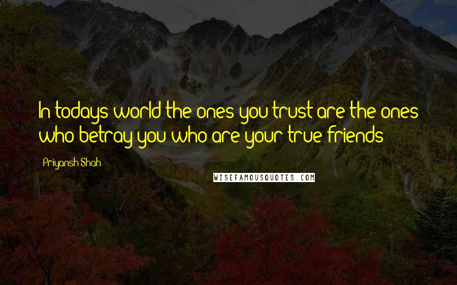 Priyansh Shah Quotes: In todays world the ones you trust are the ones who betray you who are your true friends ?