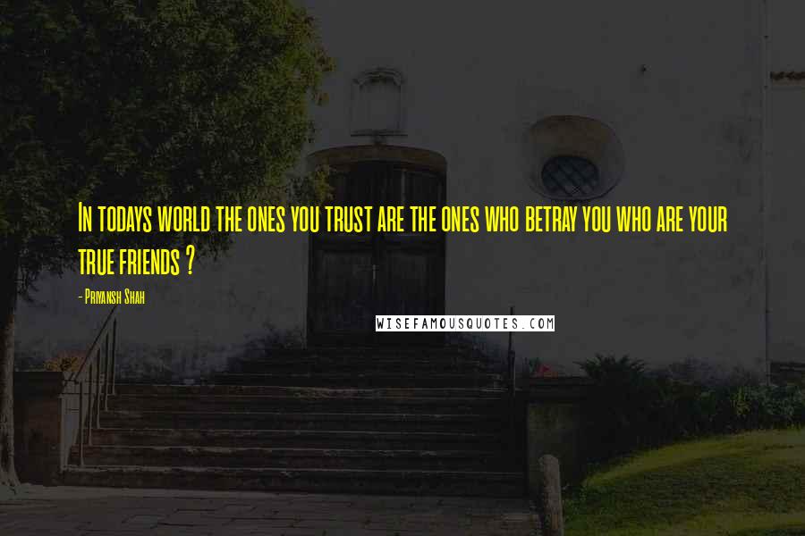 Priyansh Shah Quotes: In todays world the ones you trust are the ones who betray you who are your true friends ?