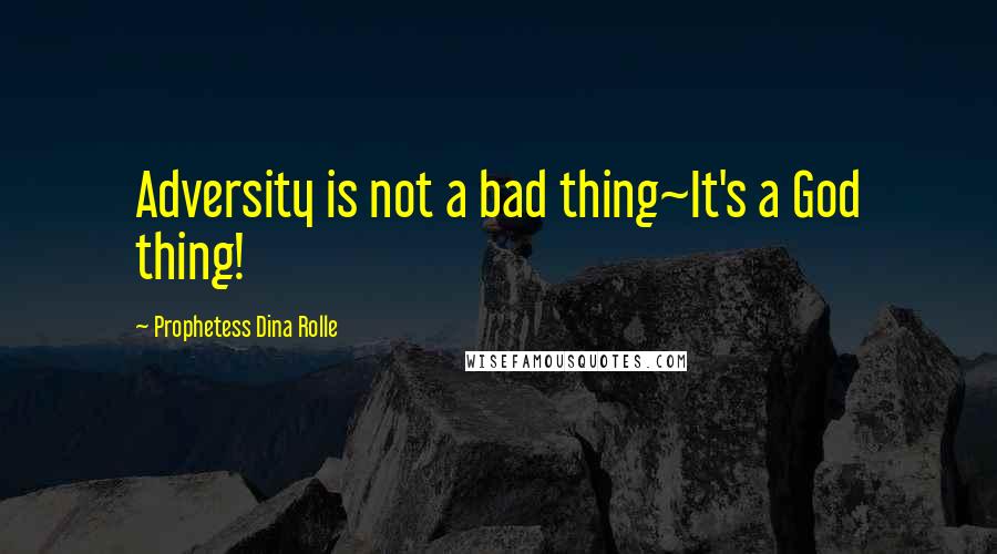 Prophetess Dina Rolle Quotes: Adversity is not a bad thing~It's a God thing!