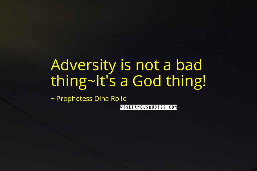 Prophetess Dina Rolle Quotes: Adversity is not a bad thing~It's a God thing!
