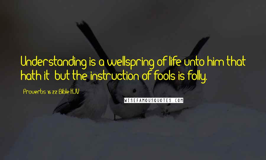 Proverbs 16:22 Bible KJV Quotes: Understanding is a wellspring of life unto him that hath it: but the instruction of fools is folly.