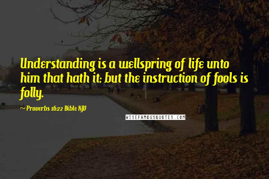 Proverbs 16:22 Bible KJV Quotes: Understanding is a wellspring of life unto him that hath it: but the instruction of fools is folly.