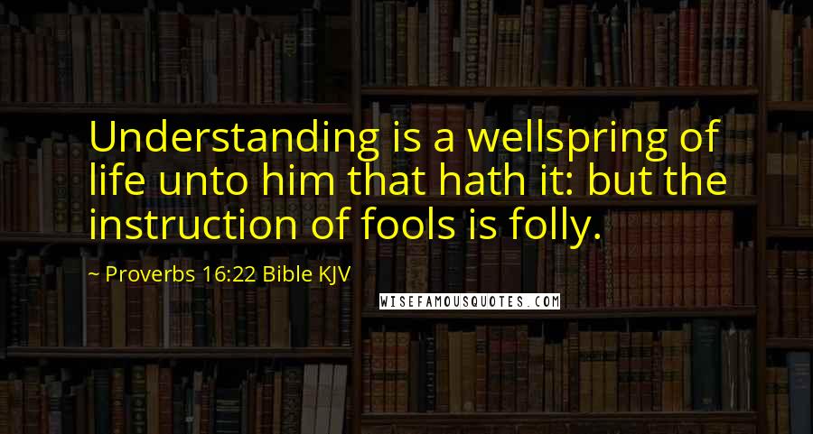 Proverbs 16:22 Bible KJV Quotes: Understanding is a wellspring of life unto him that hath it: but the instruction of fools is folly.