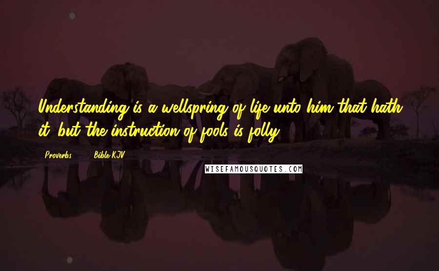 Proverbs 16:22 Bible KJV Quotes: Understanding is a wellspring of life unto him that hath it: but the instruction of fools is folly.