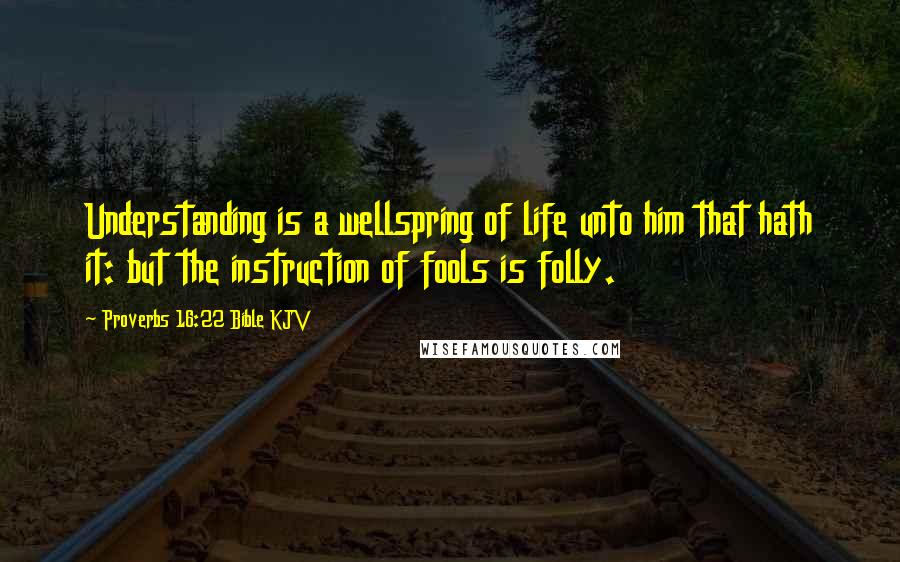 Proverbs 16:22 Bible KJV Quotes: Understanding is a wellspring of life unto him that hath it: but the instruction of fools is folly.