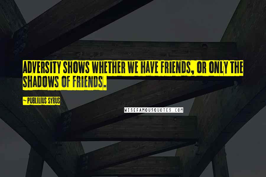 Publilius Syrus Quotes: Adversity shows whether we have friends, or only the shadows of friends.