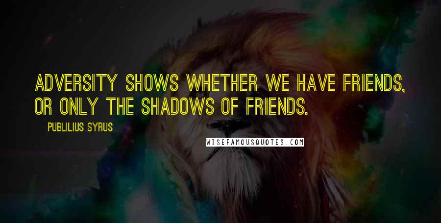 Publilius Syrus Quotes: Adversity shows whether we have friends, or only the shadows of friends.