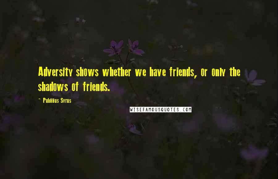 Publilius Syrus Quotes: Adversity shows whether we have friends, or only the shadows of friends.