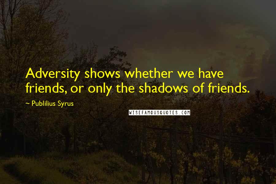Publilius Syrus Quotes: Adversity shows whether we have friends, or only the shadows of friends.