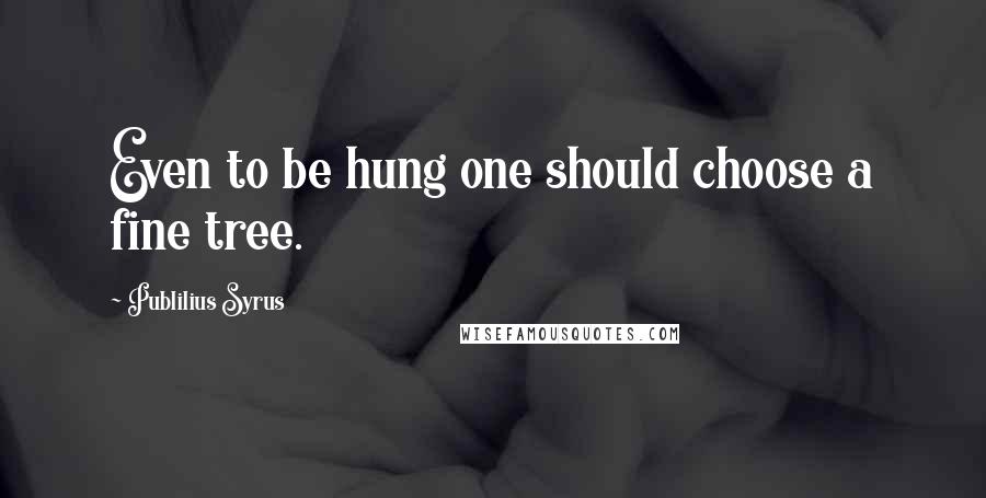 Publilius Syrus Quotes: Even to be hung one should choose a fine tree.