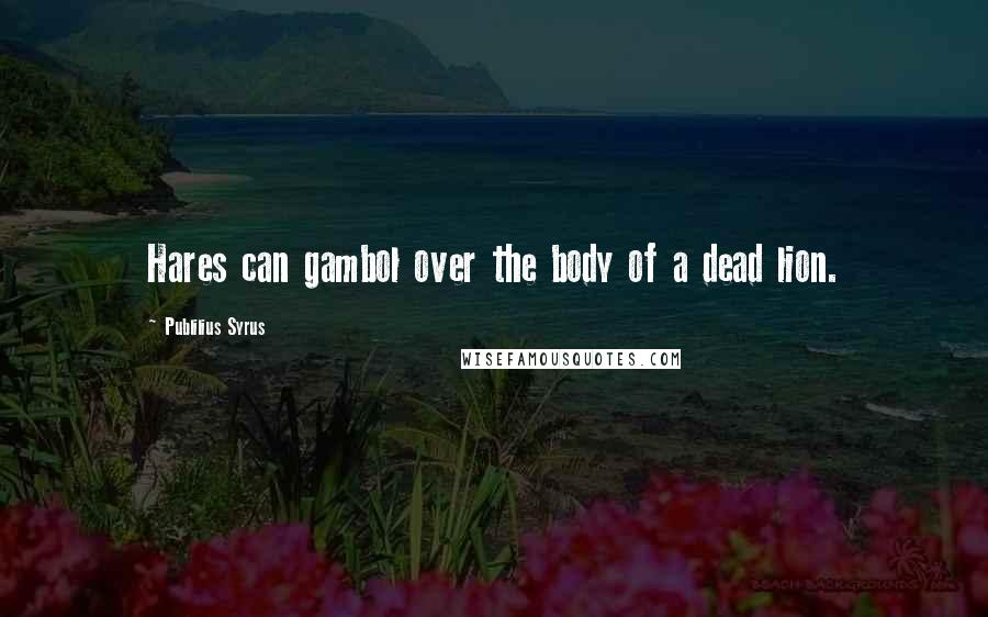 Publilius Syrus Quotes: Hares can gambol over the body of a dead lion.