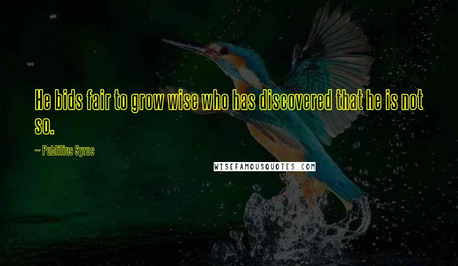 Publilius Syrus Quotes: He bids fair to grow wise who has discovered that he is not so.