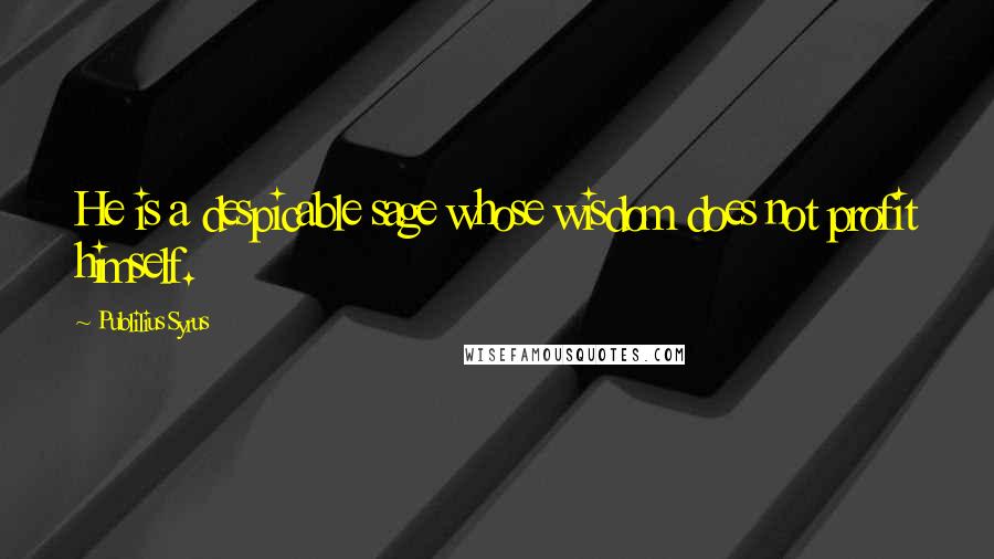 Publilius Syrus Quotes: He is a despicable sage whose wisdom does not profit himself.