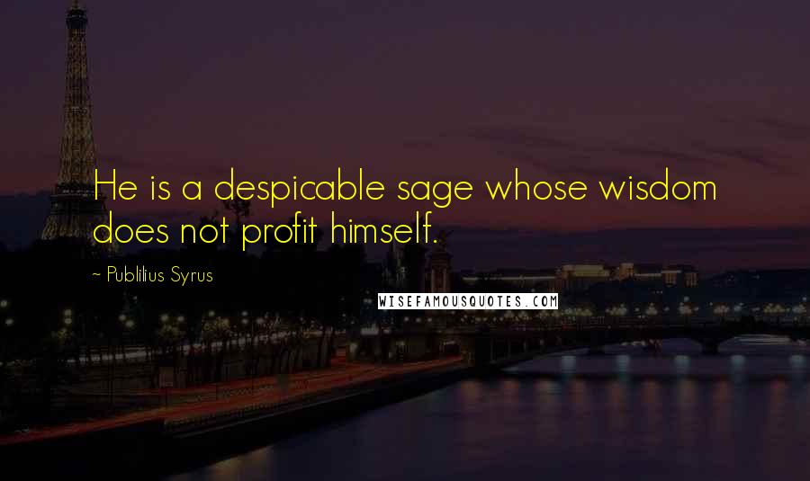 Publilius Syrus Quotes: He is a despicable sage whose wisdom does not profit himself.