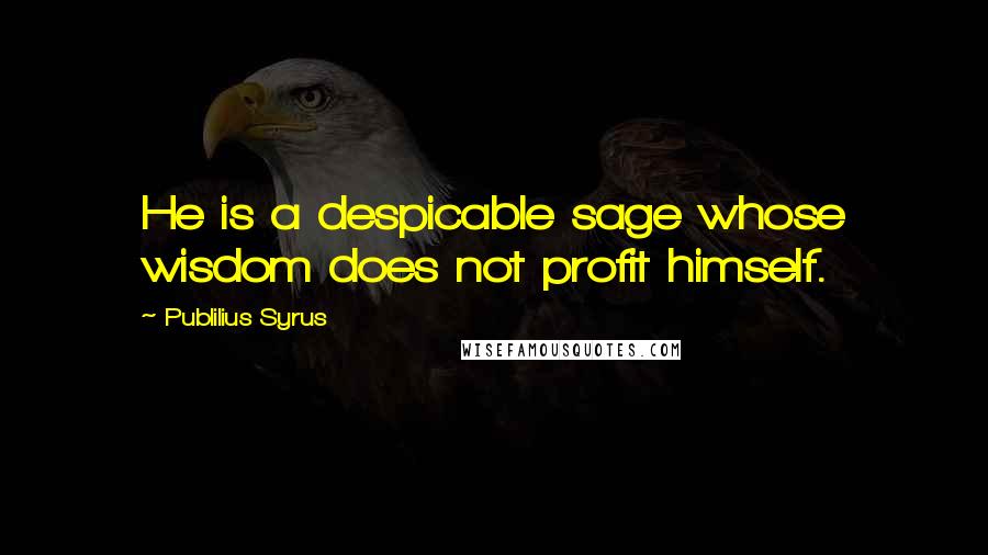 Publilius Syrus Quotes: He is a despicable sage whose wisdom does not profit himself.