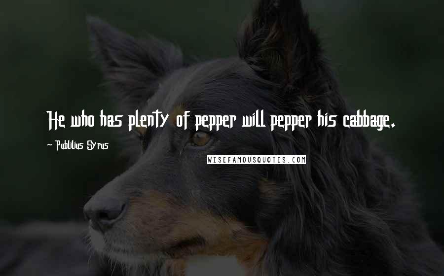 Publilius Syrus Quotes: He who has plenty of pepper will pepper his cabbage.