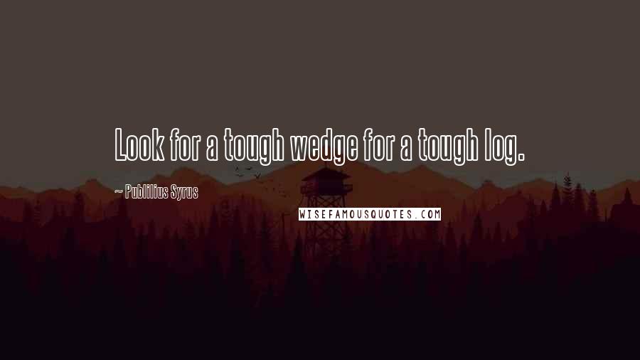 Publilius Syrus Quotes: Look for a tough wedge for a tough log.