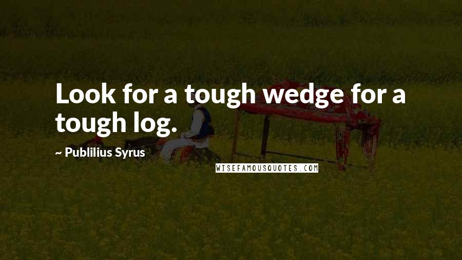 Publilius Syrus Quotes: Look for a tough wedge for a tough log.