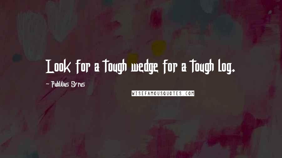 Publilius Syrus Quotes: Look for a tough wedge for a tough log.