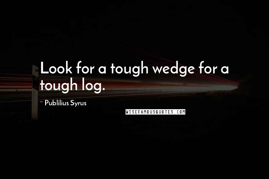 Publilius Syrus Quotes: Look for a tough wedge for a tough log.