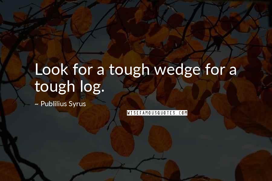 Publilius Syrus Quotes: Look for a tough wedge for a tough log.