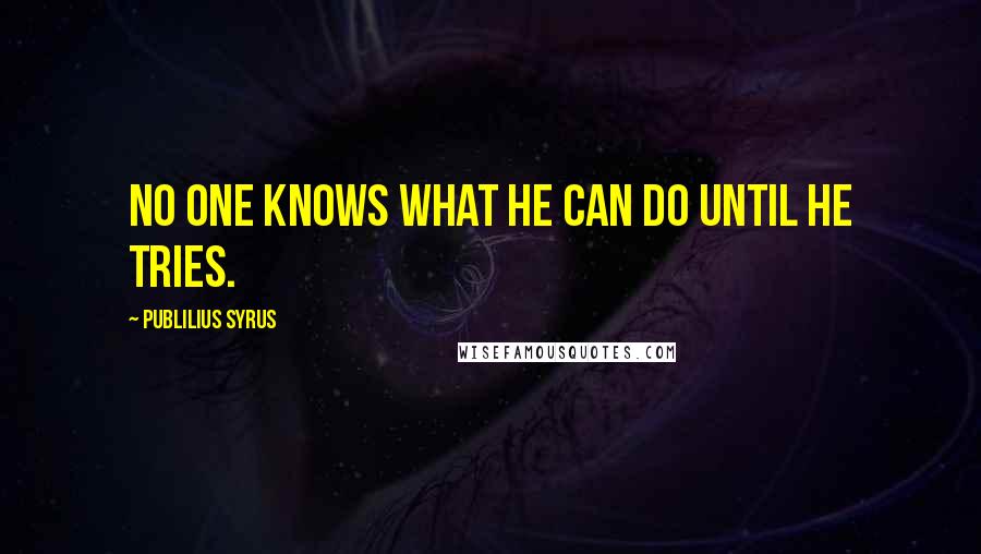 Publilius Syrus Quotes: No one knows what he can do until he tries.