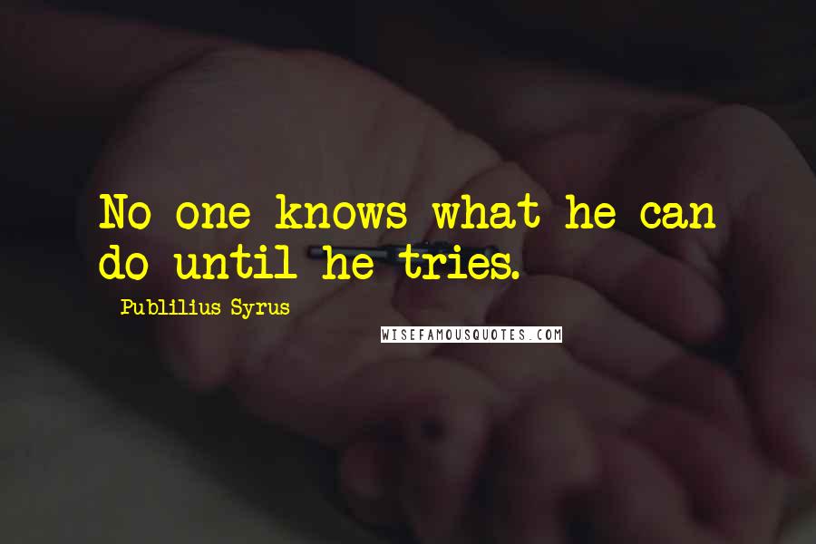Publilius Syrus Quotes: No one knows what he can do until he tries.
