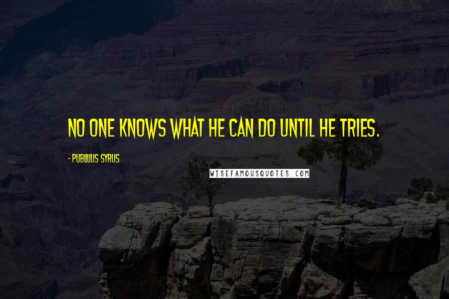 Publilius Syrus Quotes: No one knows what he can do until he tries.