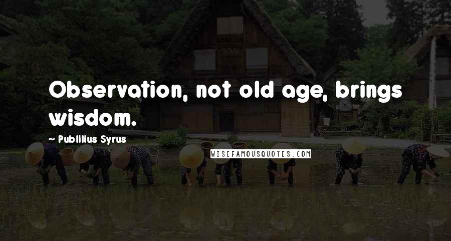 Publilius Syrus Quotes: Observation, not old age, brings wisdom.