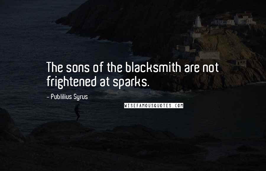Publilius Syrus Quotes: The sons of the blacksmith are not frightened at sparks.