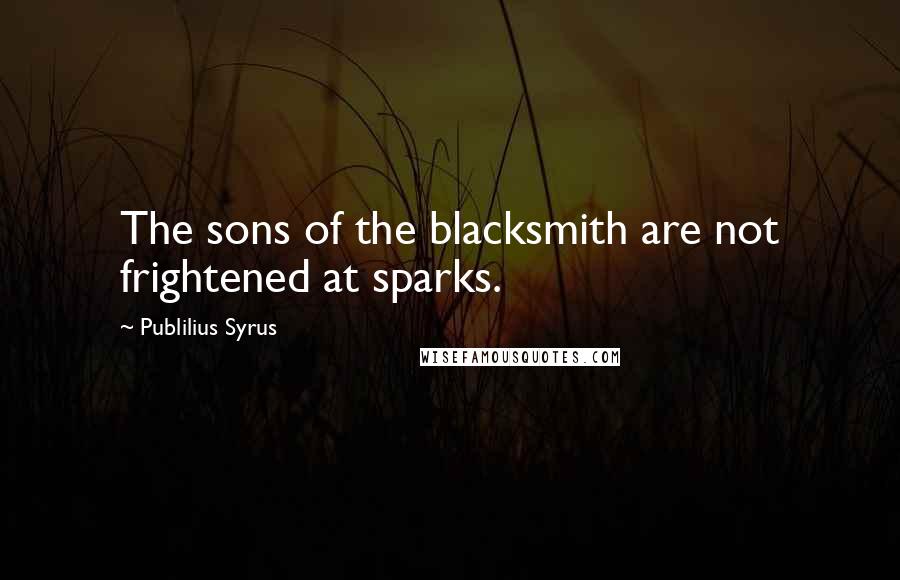 Publilius Syrus Quotes: The sons of the blacksmith are not frightened at sparks.