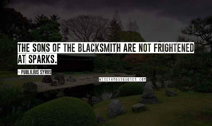 Publilius Syrus Quotes: The sons of the blacksmith are not frightened at sparks.