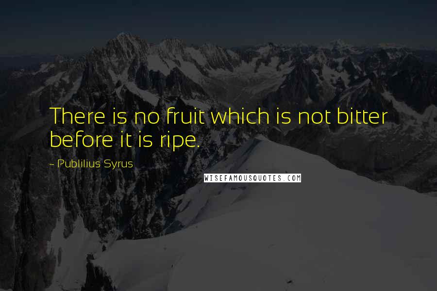 Publilius Syrus Quotes: There is no fruit which is not bitter before it is ripe.