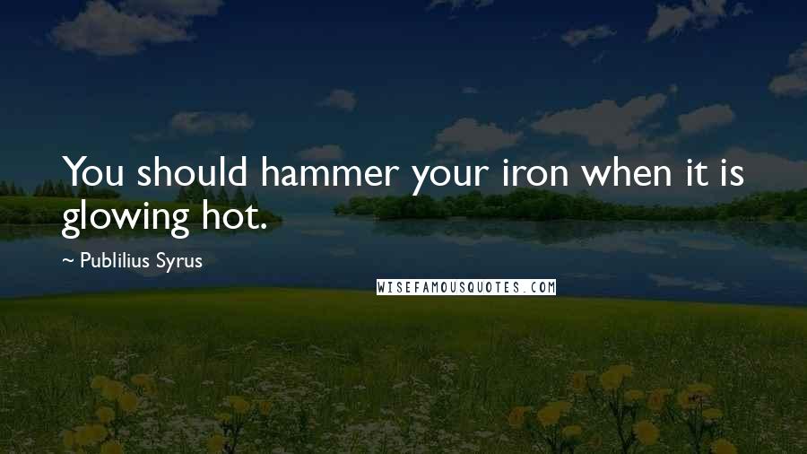 Publilius Syrus Quotes: You should hammer your iron when it is glowing hot.