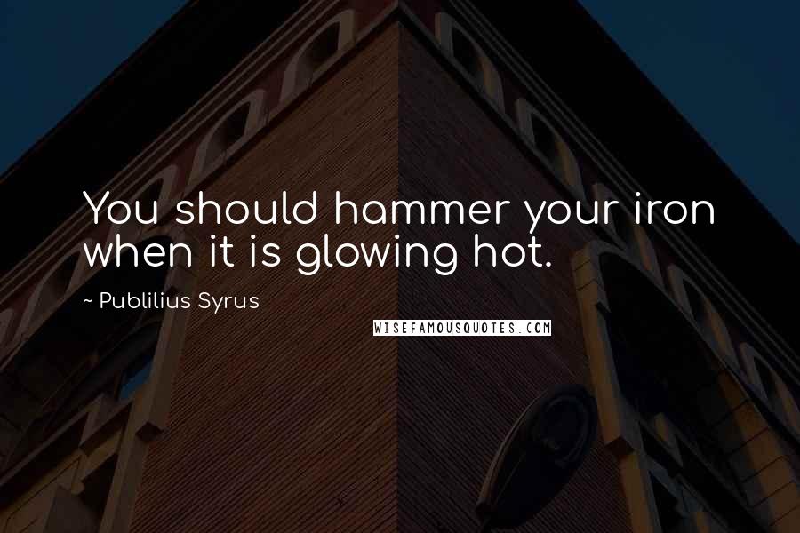 Publilius Syrus Quotes: You should hammer your iron when it is glowing hot.