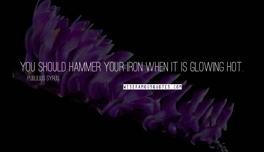 Publilius Syrus Quotes: You should hammer your iron when it is glowing hot.