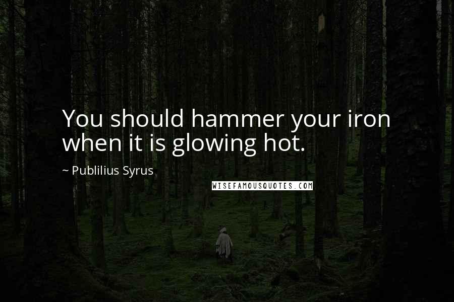 Publilius Syrus Quotes: You should hammer your iron when it is glowing hot.