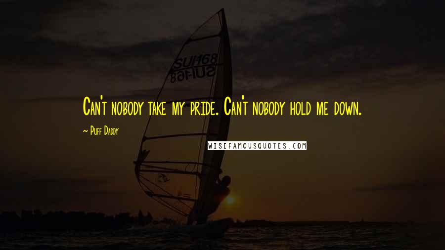 Puff Daddy Quotes: Can't nobody take my pride. Can't nobody hold me down.