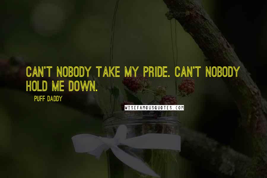 Puff Daddy Quotes: Can't nobody take my pride. Can't nobody hold me down.