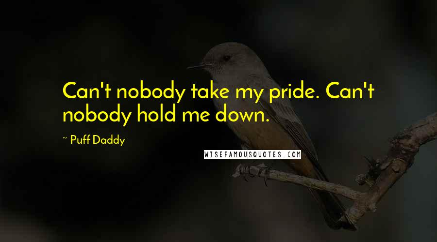 Puff Daddy Quotes: Can't nobody take my pride. Can't nobody hold me down.