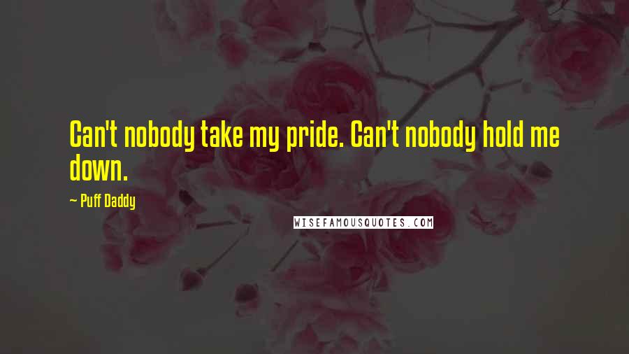Puff Daddy Quotes: Can't nobody take my pride. Can't nobody hold me down.