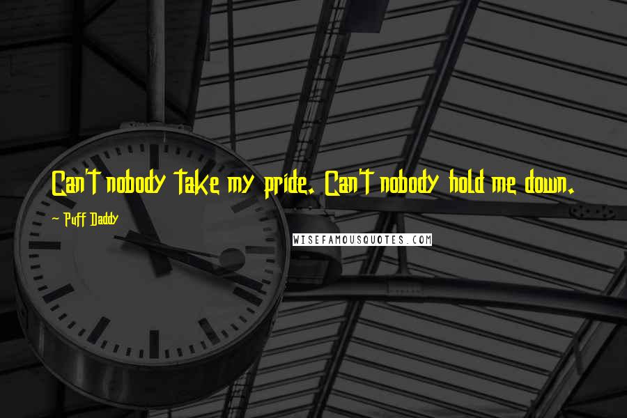 Puff Daddy Quotes: Can't nobody take my pride. Can't nobody hold me down.