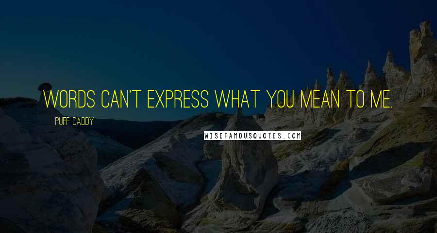 Puff Daddy Quotes: Words can't express what you mean to me.