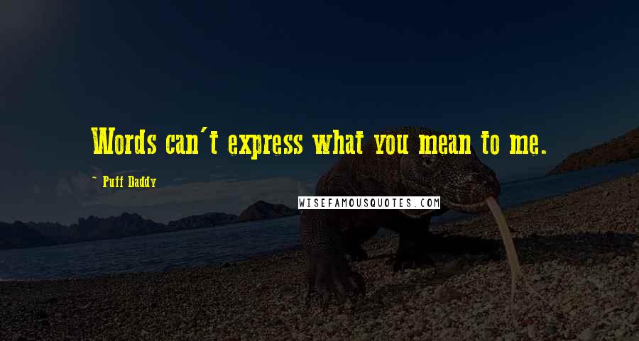 Puff Daddy Quotes: Words can't express what you mean to me.