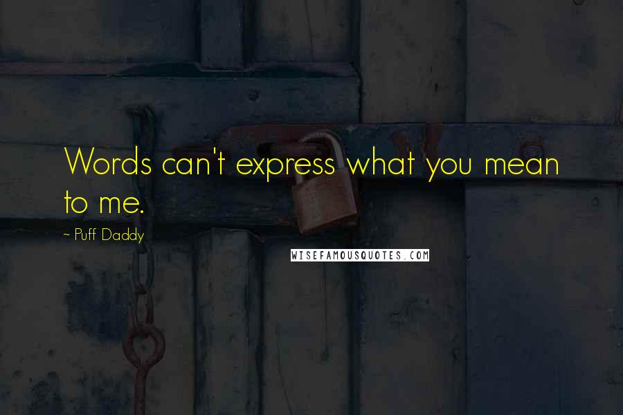 Puff Daddy Quotes: Words can't express what you mean to me.